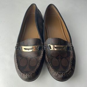 Coach Olympia Designer Brown Canvas Loafers 8.5